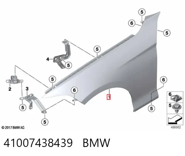 Pára-lama dianteiro esquerdo 41007438439 BMW