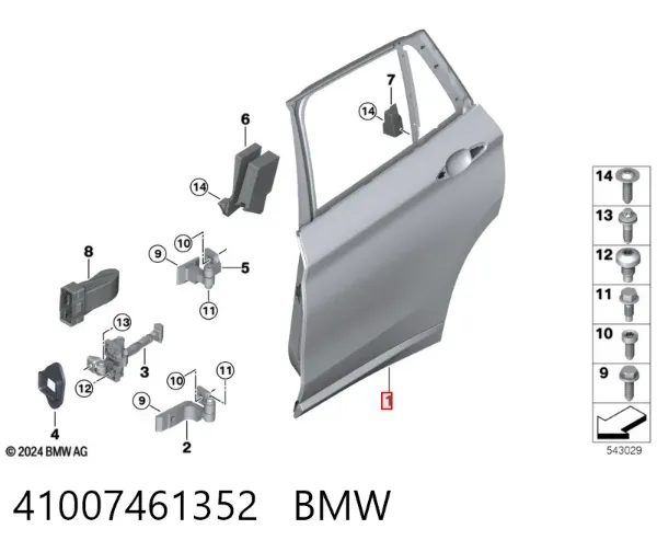 Porta traseira direita 41007461352 BMW