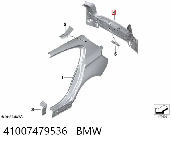 Painel traseiro da seção de bagagem 41007479536 BMW
