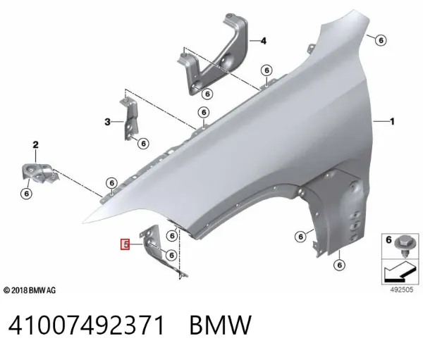 Consola do pára-lama traseiro 41007492371 BMW
