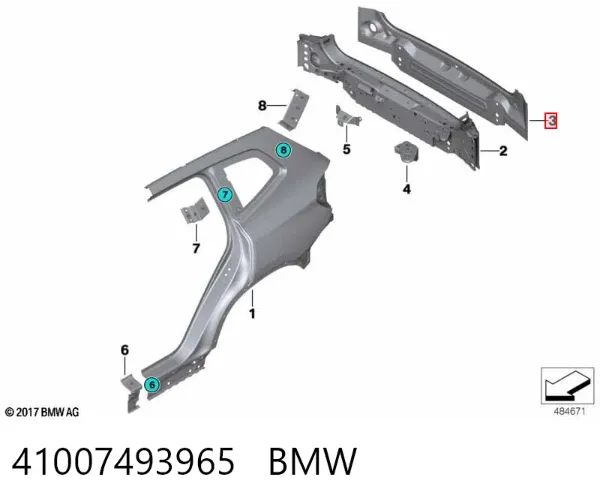 Painel traseiro da seção de bagagem 41007493965 BMW