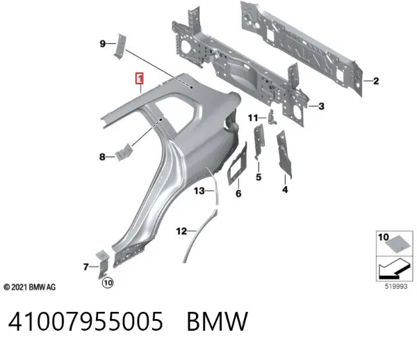 Pára-lama traseiro esquerdo 41007955005 BMW