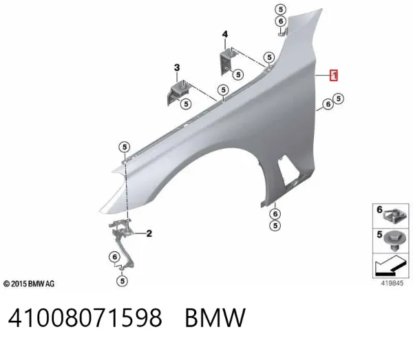 Pára-lama dianteiro direito 41008071598 BMW