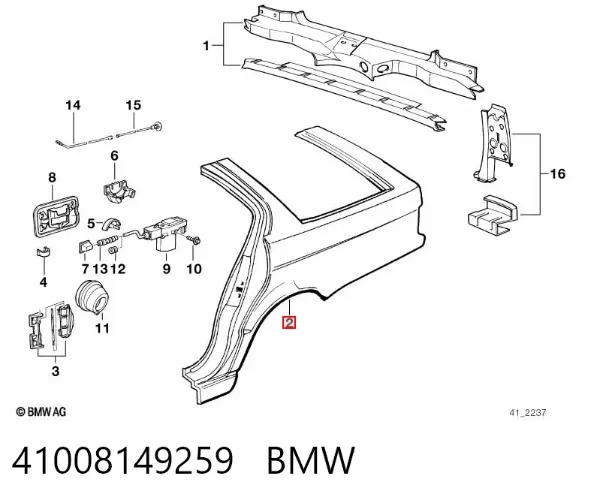 Pára-lama traseiro esquerdo 41008149259 BMW