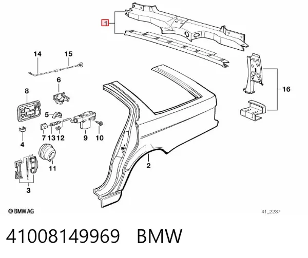 Painel traseiro da seção de bagagem 41008149969 BMW