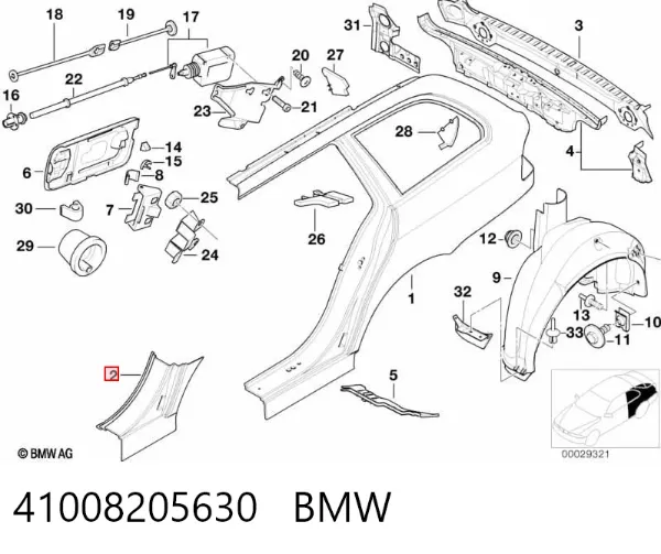 Pára-lama traseiro direito 41008205630 BMW