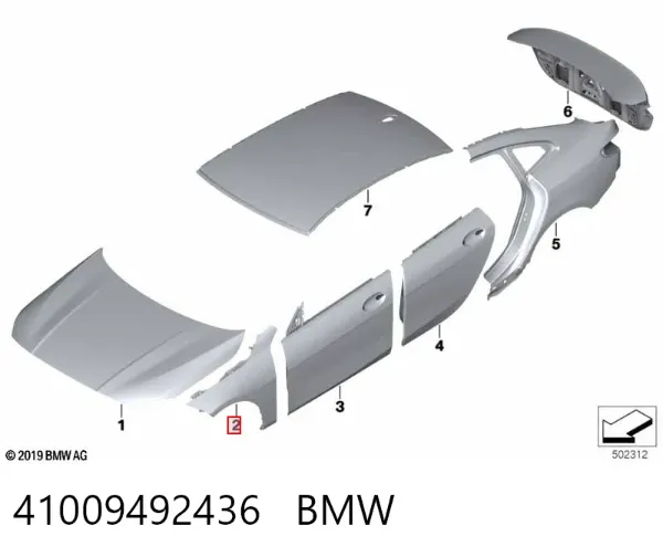 Pára-lama dianteiro direito 41009492436 BMW