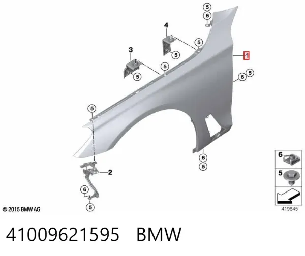 Pára-lama dianteiro esquerdo 41009621595 BMW