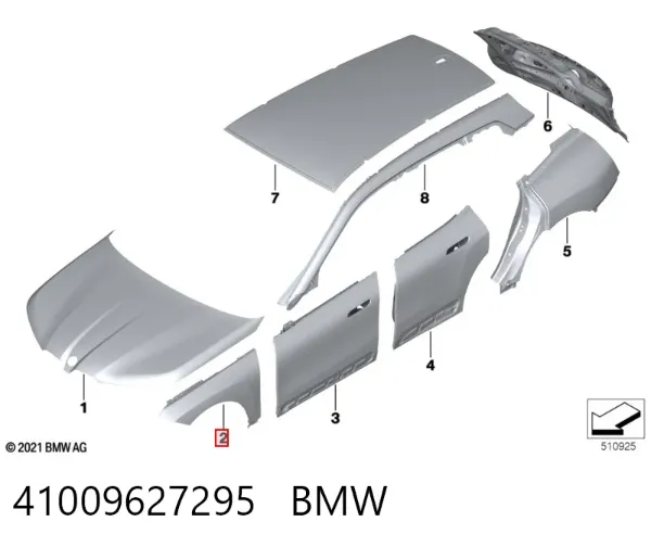 Pára-lama dianteiro esquerdo 41009627295 BMW