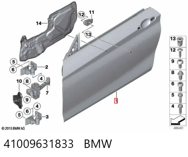 Porta dianteira esquerda 41009631833 BMW