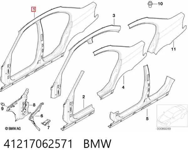 Painel lateral esquerdo de carroçaria 41217062571 BMW