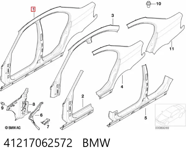 Painel lateral direito de carroçaria 41217062572 BMW