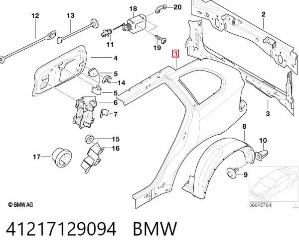 Pára-lama traseiro direito 41217129094 BMW