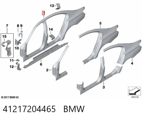 Painel lateral esquerdo de carroçaria 41217204465 BMW