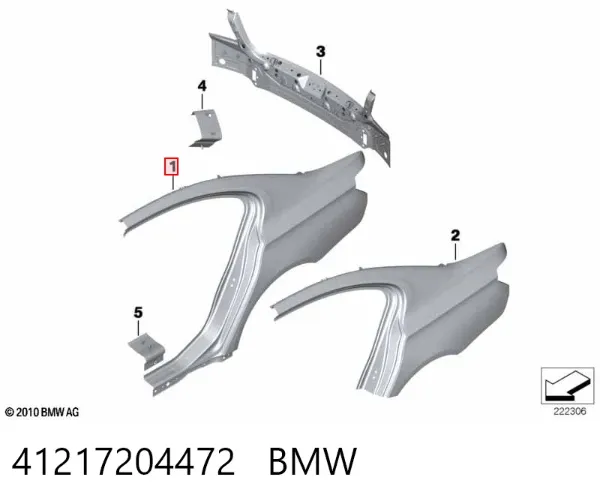 Pára-lama traseiro direito 41217204472 BMW