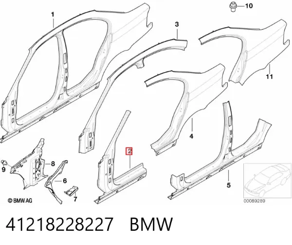 Montante de carroçaria dianteira esquerda 41218228227 BMW