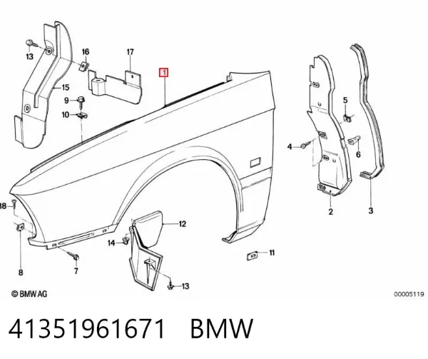 Pára-lama dianteiro esquerdo 41351961671 BMW