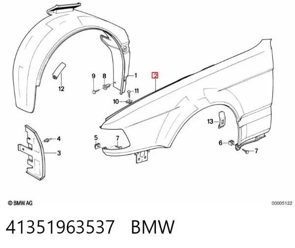 Pára-lama dianteiro esquerdo BMW 7 E32