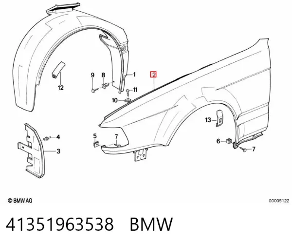 Pára-lama dianteiro direito BMW 7 E32