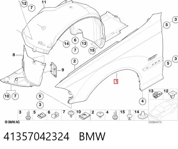 Pára-lama dianteiro direito 41357042324 BMW