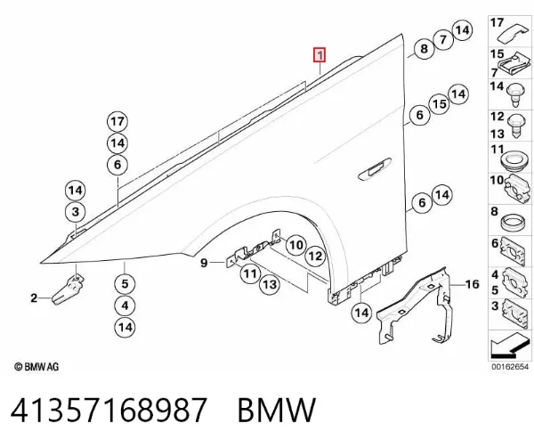Pára-lama dianteiro esquerdo 41357168987 BMW
