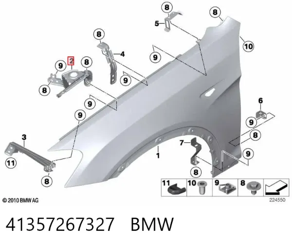 Consola (adaptador) de fixação da luz dianteira esquerda 41357267327 BMW