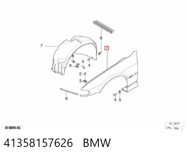 Pára-lama dianteiro direito 41358157626 BMW