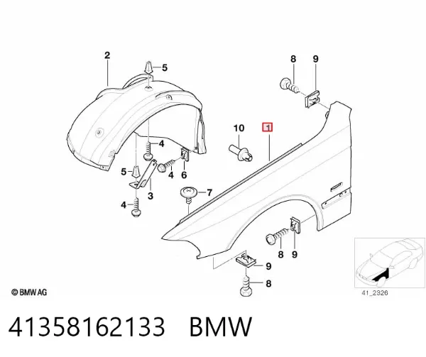 Pára-lama dianteiro esquerdo 41358162133 BMW