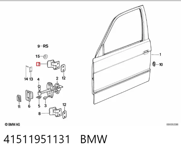 Gozno da porta dianteira esquerda 41511951131 BMW