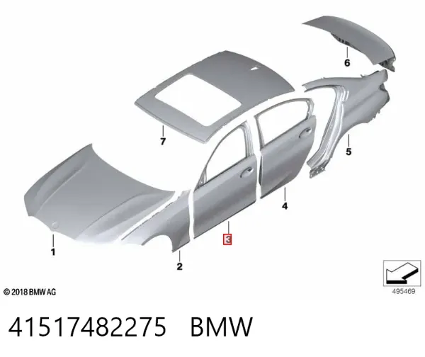 Porta dianteira esquerda 41517482275 BMW