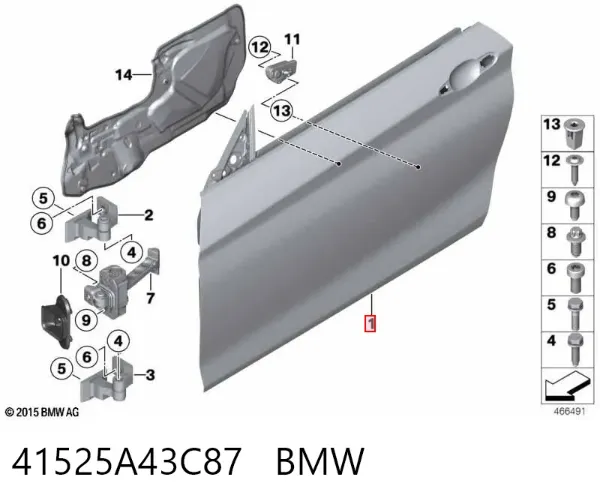 Porta dianteira esquerda 41525A43C87 BMW