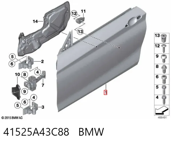 Porta dianteira direita 41525A43C88 BMW