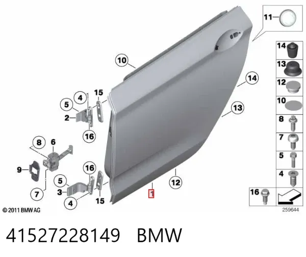 Porta traseira esquerda 41527228149 BMW