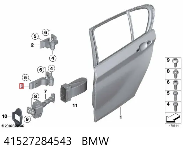 Gozno da porta traseira esquerda 41527284543 BMW