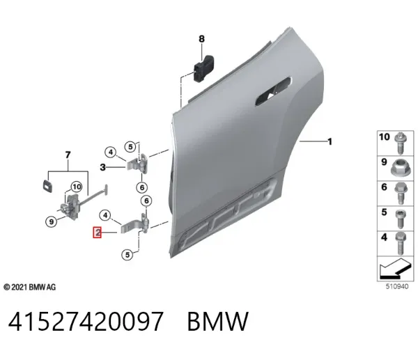 Gozno da porta traseira esquerda 41527420097 BMW