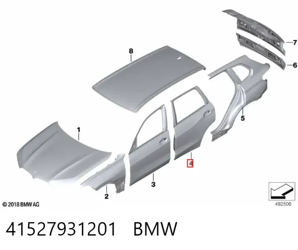 Porta traseira esquerda 41527931201 BMW