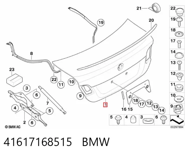 Tampa de porta-malas 41617168515 BMW