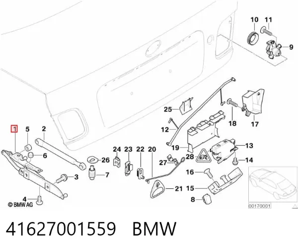 Gozno de tampa de porta-malas 41627001559 BMW