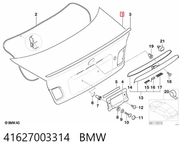 Tampa de porta-malas 41627003314 BMW