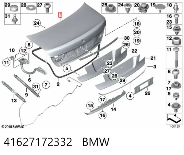 Tampa de porta-malas BMW 7 F01, F02, F03, F04