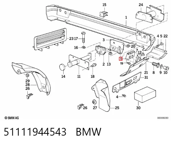 Guia do pára-choque traseiro 51111944543 BMW