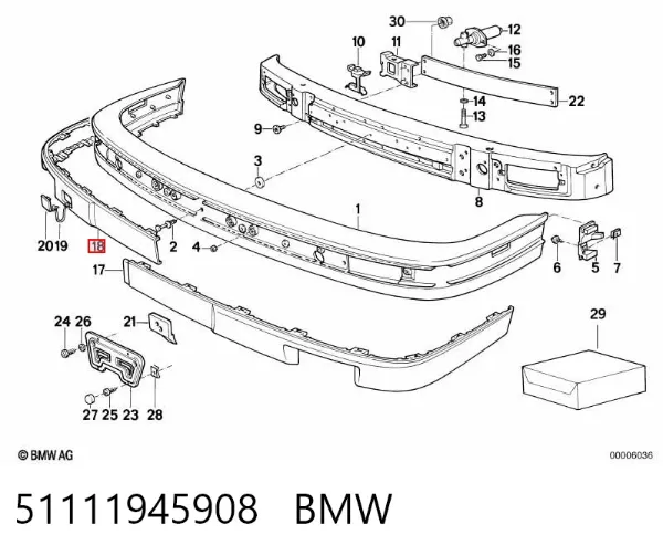 Placa sobreposta direita do pára-choque dianteiro 51111945908 BMW