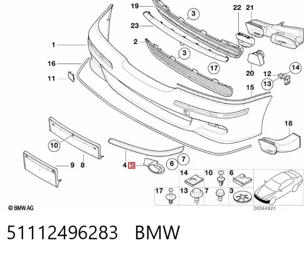 Borda (orla) das luzes de nevoeiro esquerda 51112496283 BMW