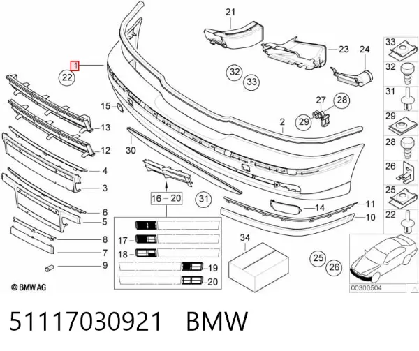 Pára-choque dianteiro 51117030921 BMW