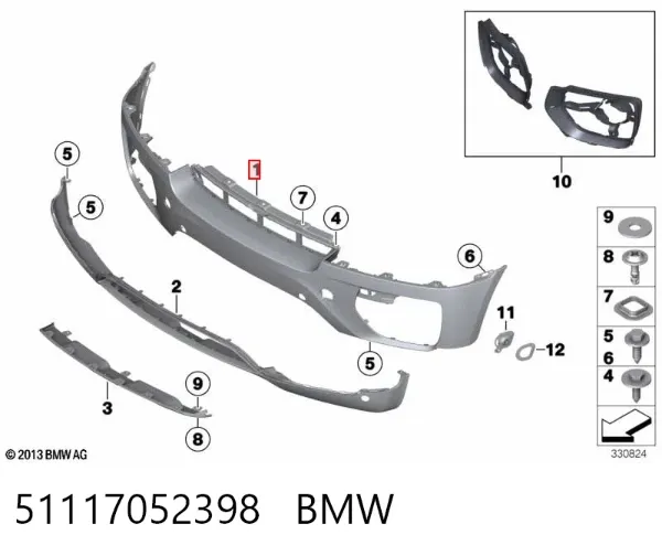 Pára-choque dianteiro 51117052398 BMW