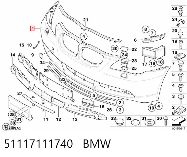 Pára-choque dianteiro 51117111740 BMW