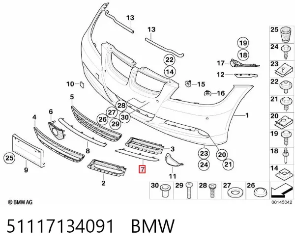 Moldura de grelha do radiador esquerdo 51117134091 BMW
