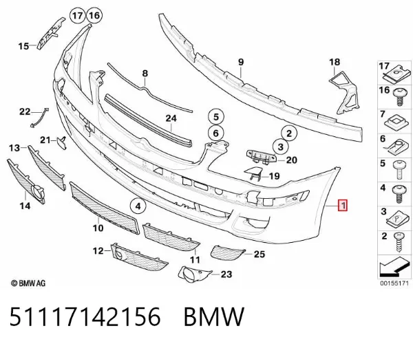 Pára-choque dianteiro 51117142156 BMW