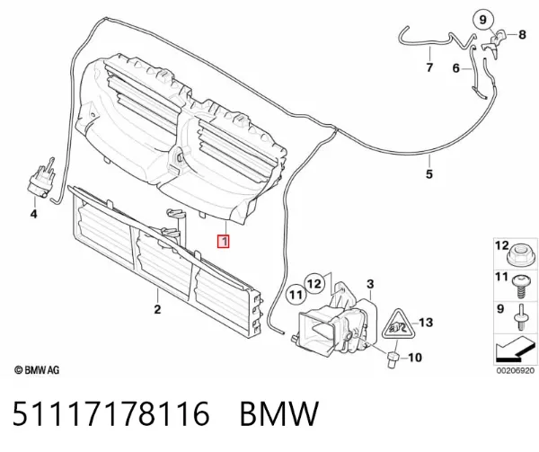 Perciana do radiador de esfriamento 51117178116 BMW