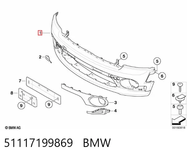 Pára-choque dianteiro 51117199869 BMW